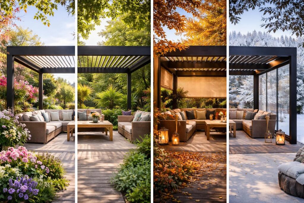 découvrez comment une pergola vous permet de profiter pleinement de votre terrasse toute l'année, en offrant confort et protection contre les intempéries et le soleil.