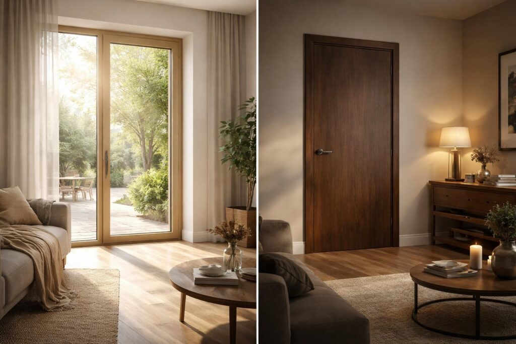 découvrez comment choisir entre une porte vitrée ou pleine en fonction de l'exposition de votre habitation pour optimiser luminosité, isolation et esthétique.